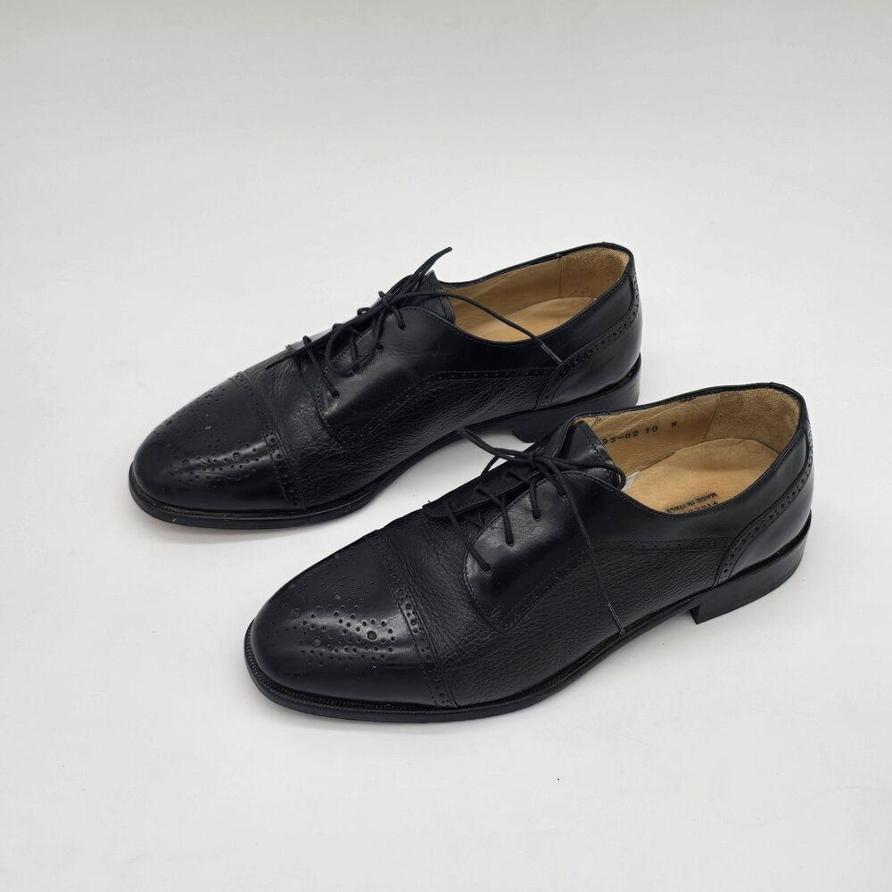 Pronto Uomo Firenze Italian Men's Oxford Dress Shoes SZ 10 Black Leather 4393-02 - Picture 3 of 6